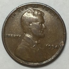 UNITED STATES OF AMERICA 1934 . ONE 1 CENT COIN . VARIETY . CUD OR DIE CRACK